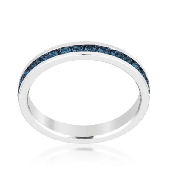 None Jewelry - Eternity Ring with Blue Swarovski Crystal Elements December Stackable